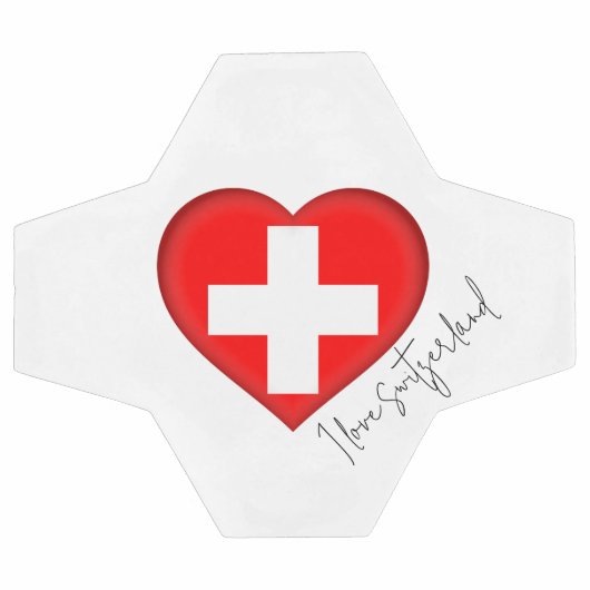 私はスイス国旗の色ハートサッカーボールが大好き サッカーボール (フラット)