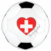 私はスイス国旗の色ハートサッカーボールが大好き サッカーボール (正面)