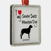 私はスイス素晴らしの山犬が大好き メタルオーナメント (右)