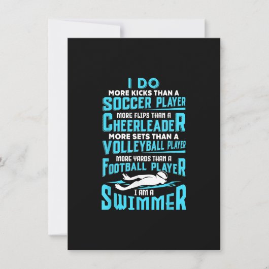 私はスイマー 面白い水泳プール 水泳愛好家 ギフト 招待状 (正面)