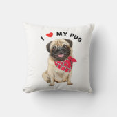 私はスカーフアートで自分のパグかわいいパプピー犬が大好き クッション (正面)