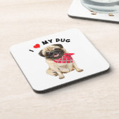 私はスカーフアートで自分のパグかわいいパプピー犬が大好き コースター (左側)