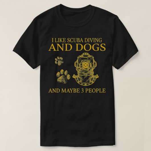 私はスキューバダイビングと犬と多分3人が好き Tシャツ (デザイン正面)