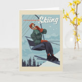 私はスキーのプリント カード (黄色い花)