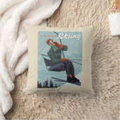 私はスキーのプリント クッション (ブランケット)