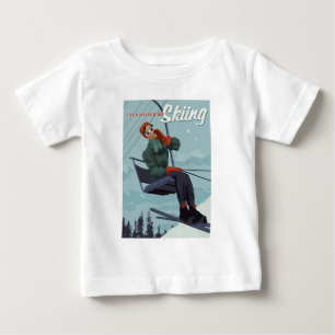 私はスキーのプリント ベビーTシャツ