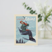 私はスキーのプリント ポストカード (スタンド正面)
