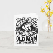 私はスキーをしようとしてる老人のようにスキーを保知っている カード (黄色い花)