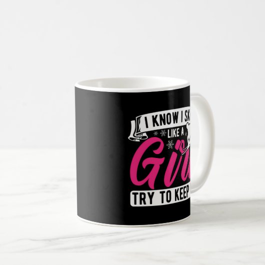 私はスキーをする事が好き保だと知っている コーヒーマグカップ (正面右)