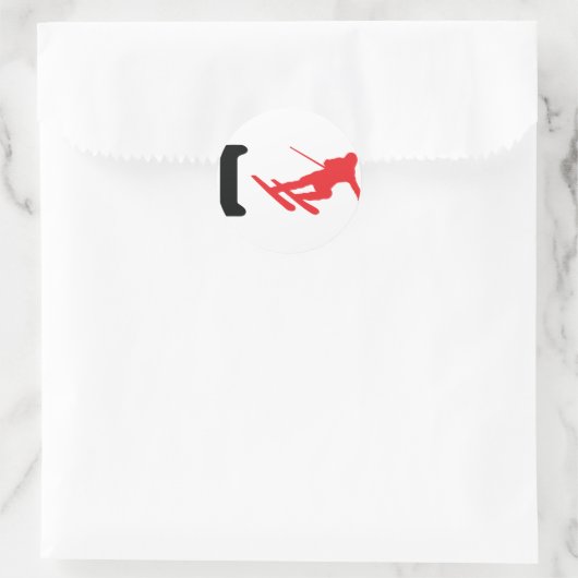 私はスキーアイコンのスキーをする ラウンドシール (バッグ)