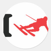 私はスキーアイコンのスキーをする ラウンドシール (正面)