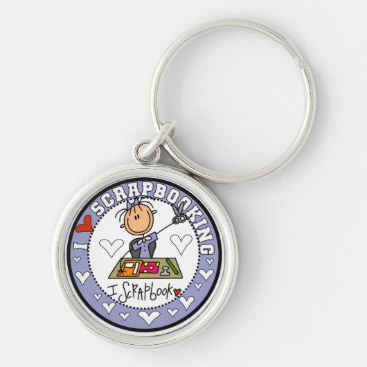 私はスクラップブック作りのTシャツおよびギフトを愛します キーホルダー (正面)