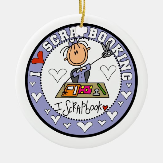 私はスクラップブック作りを愛します セラミックオーナメント (正面)