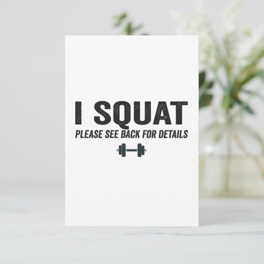 私はスクワットを参照して戻る詳細おもしろいフィットネス サンキューカード (スタンド正面)