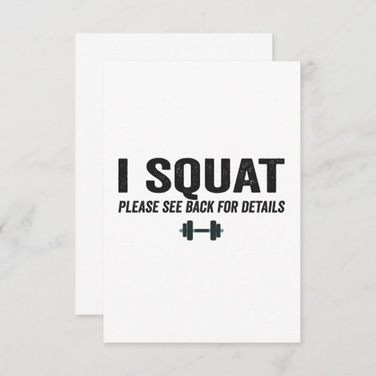 私はスクワットを参照して戻る詳細おもしろいフィットネス サンキューカード (正面/裏面)