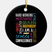 私はスクールカウンセラーとして感謝している セラミックオーナメント (正面)