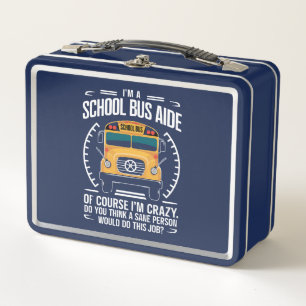 私はスクールバスの補助 Funny Back to School メタルランチボックス