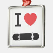 私はスケートボードをすることを愛します メタルオーナメント (左)