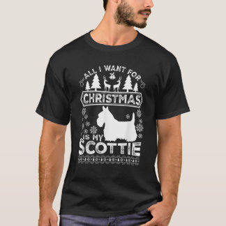 私はスコットランドのクリスマスティーおもしろい犬恋人T shirのために欲しい Tシャツ
