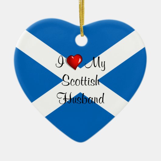 私はスコットランド人の夫が大好き セラミックオーナメント (正面)