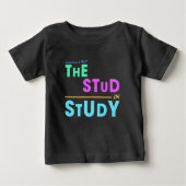 私はスタッドを入れた勉強-おもしろい学生デザイン ベビーTシャツ (正面)