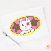 私はスター猫でかわいい！ 楕円形シール (封筒)