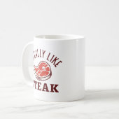 私はステーキがとても好きだ コーヒーマグカップ (正面左)
