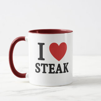 私はステーキが大好き – おもしろい肉好きとBBQのTシャツ マグカップ