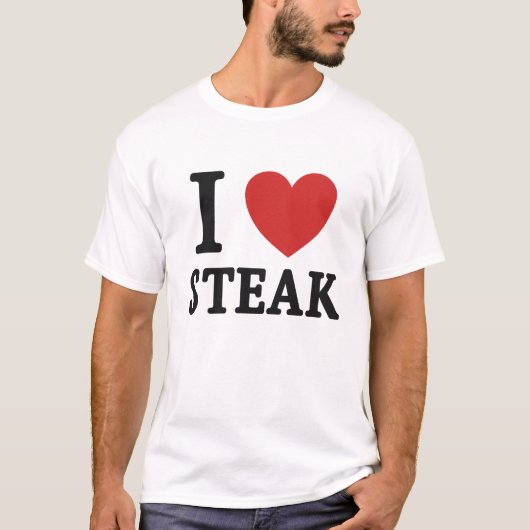 私はステーキが大好き – おもしろい肉好きとBBQのTシャツ Tシャツ (正面)