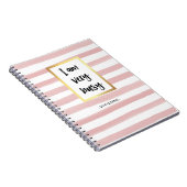 私はストライプな非常に忙しい|ピンクの水彩画および金ゴールドです ノートブック (右側)