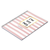 私はストライプな非常に忙しい|ピンクの水彩画および金ゴールドです ノートブック (左側)