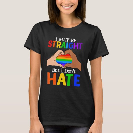 私はストレートかもしれないが、Lgbtのゲイ・レスビアを嫌わない Tシャツ (正面)