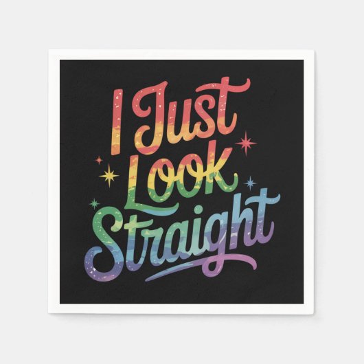 私はストレートルックレインボーゲイLGBTQプライドアリ スタンダードカクテルナプキン (正面)