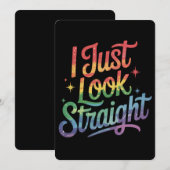 私はストレートルックレインボーゲイLGBTQプライドアリ 招待状 (正面/裏面)