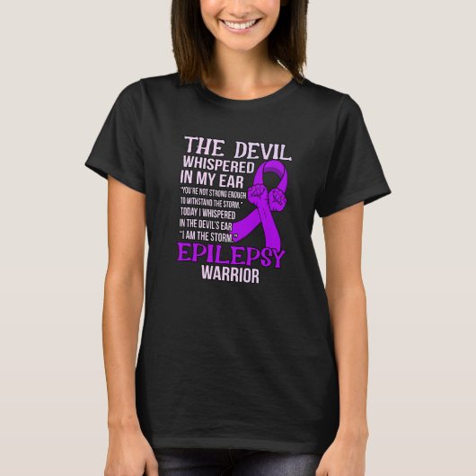 私はストームてんかん戦士認識度パープルG Tシャツ (正面)