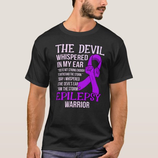 私はストームてんかん戦士認識度パープルG Tシャツ (正面)
