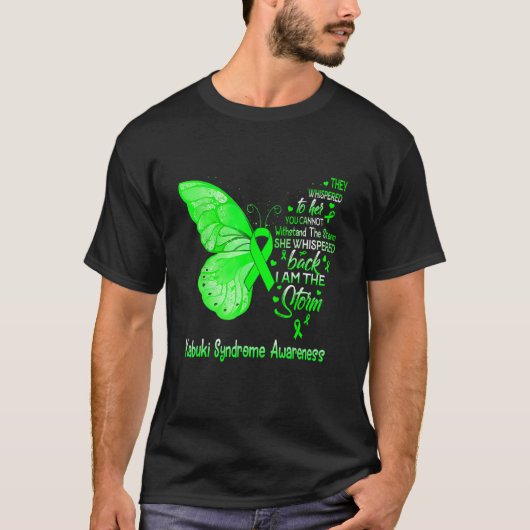 私はストーム歌舞伎症候群認識度蝶 Tシャツ (正面)