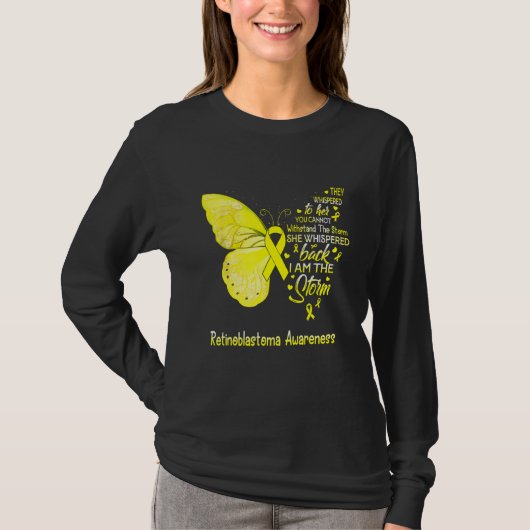 私はストーム網膜芽細胞腫認識度蝶 Tシャツ (正面)