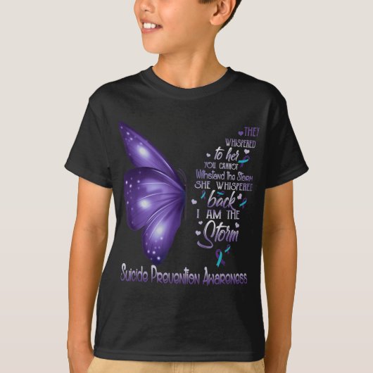 私はストーム自殺防止認識度バター Tシャツ (正面)