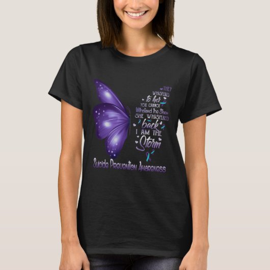 私はストーム自殺防止認識度バター Tシャツ (正面)