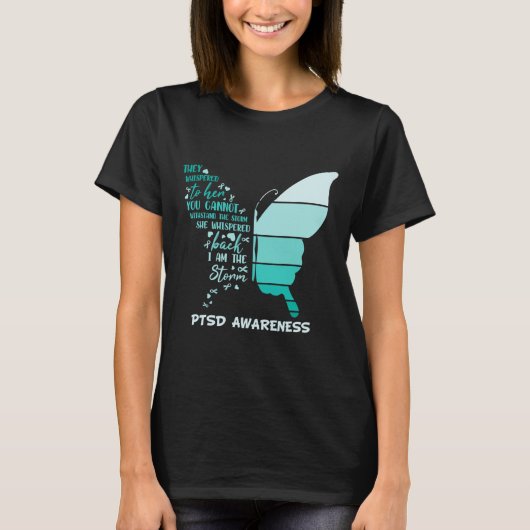 私はストームPtsdストレス認識度リボンバター Tシャツ (正面)