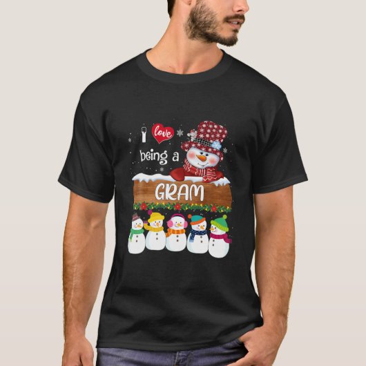 私はスノーミースクリスティマとグラム雪だるまをするのが大好き Tシャツ (正面)