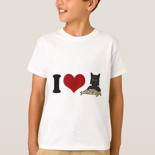 私はスパゲッティ猫を愛します Tシャツ (正面)
