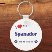 私はスパナドール（オス犬）が大好き キーホルダー (正面)