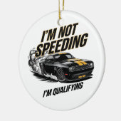 私はスピード違反で、私は予選カーおもしろいデザイン セラミックオーナメント (左)