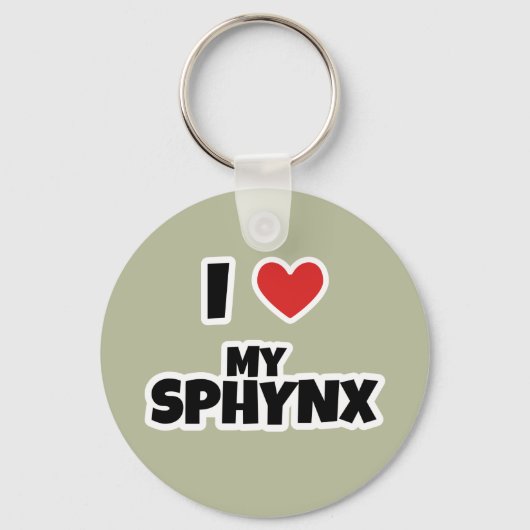 私はスフィンクス猫が大好き キーホルダー (正面)