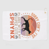 私はスフィンクス猫と一緒に計画を立てている ゴルフタオル (横)