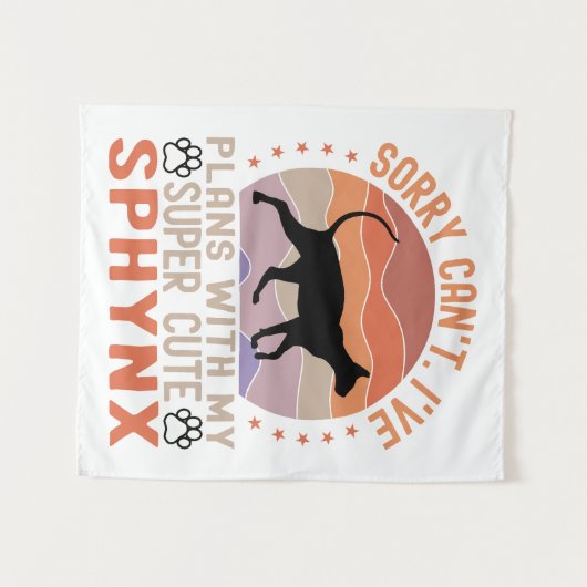 私はスフィンクス猫と一緒に計画を立てている タペストリー (正面(横))