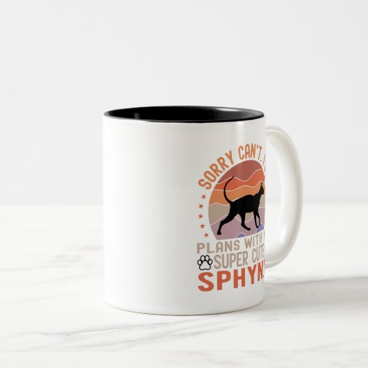 私はスフィンクス猫と一緒に計画を立てている ツートーンマグカップ (正面右)