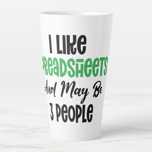 私はスプレッドシートが好きで、3人かもしれない カフェラテマグ (正面)